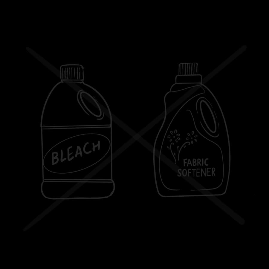Two bottles crossed out with a single diagonal stroke each, drawn in the same line weight as the rest of the set.